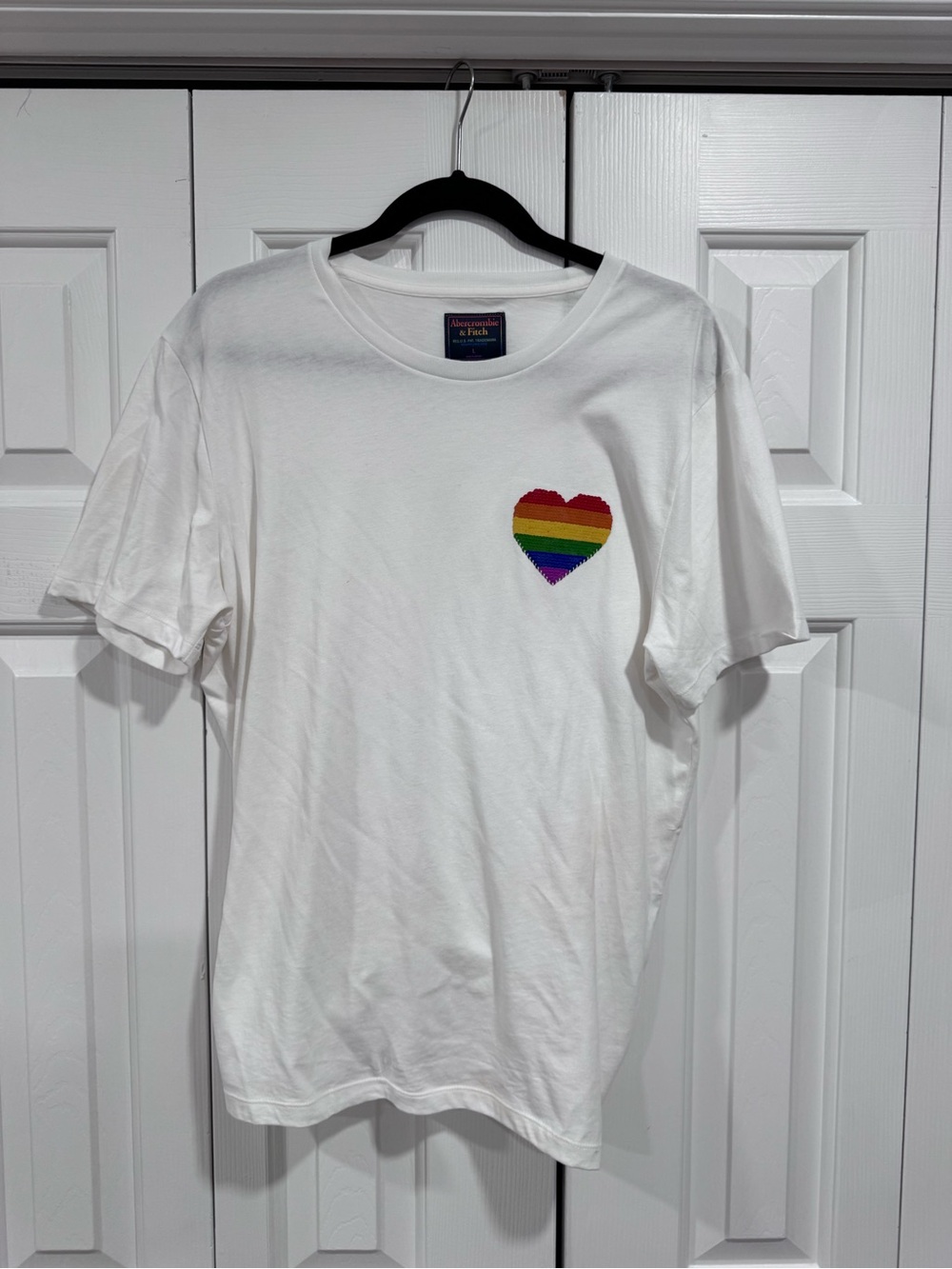 Abercrombie & Fitch White Tee with Red Heart Detail